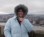 Mikki freezing on Signal Hill, Newfoundland.