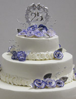 Simply silver. A stunning single layer stacked anniversay cake