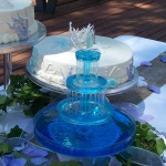 A fountain system with colored water