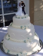 Stacked fondant cake with buttercream roses details