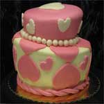Rolled fondant whimsical cake for Valentine's Day.